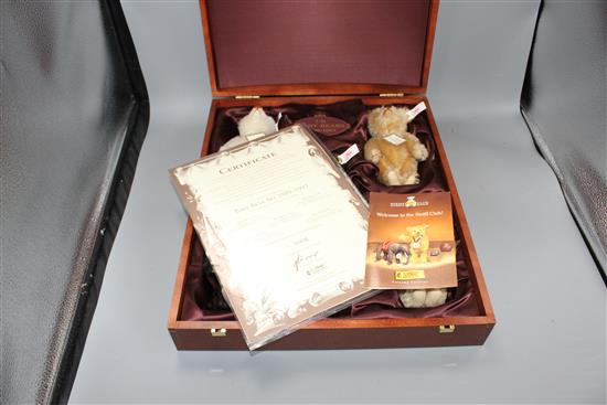 A Steiff UK Baby Bear 1989 - 1993 set of five bears, with certificate number 835, in original box